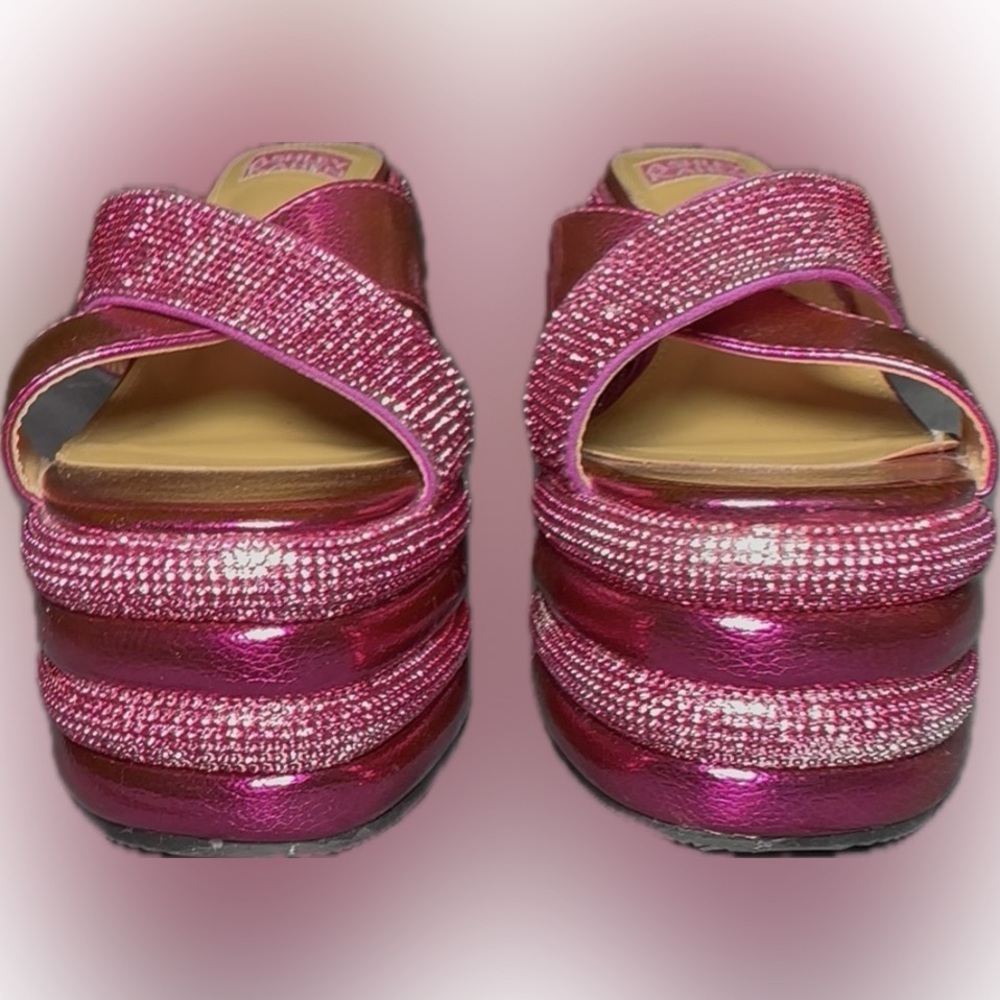 Ashley Kahen Carnival Pink Wedge Sandal size 7 - Picture 7 of 8